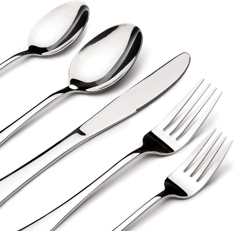 Stilloye 60-piece dinner knives and forks on a table for everyday dining convenience.