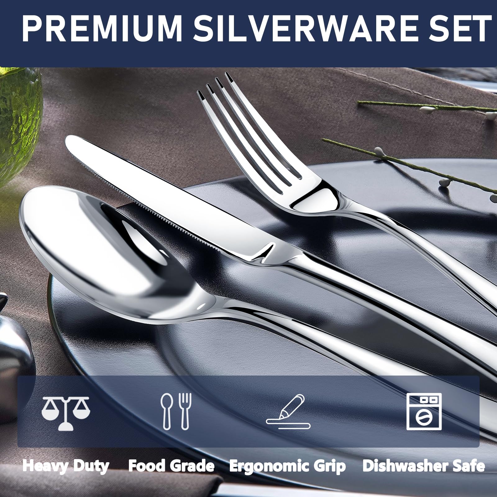 Stilloye 60-piece knife and fork pair showcases balanced weight and elegant design.