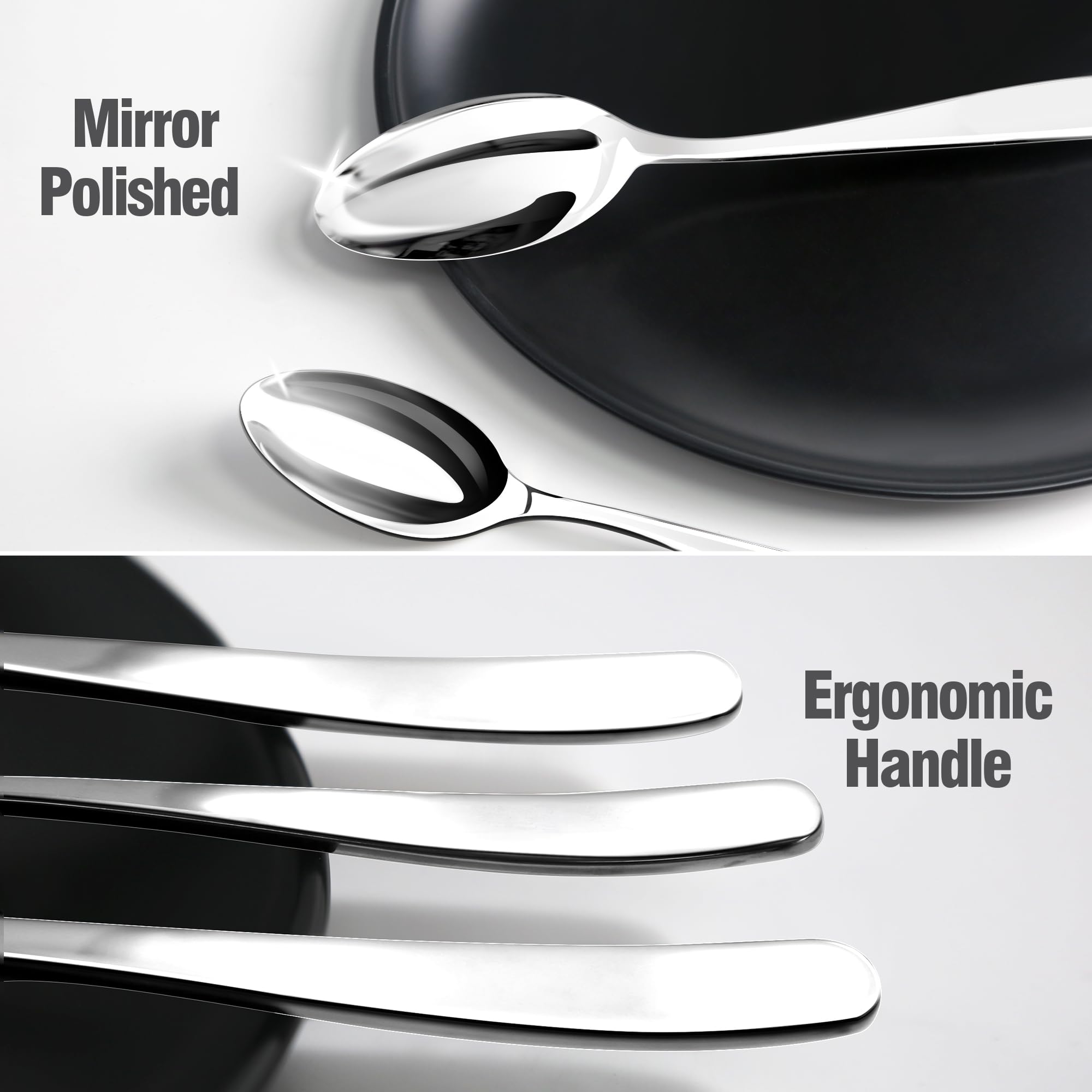 Stilloye silverware set 12 dinner spoons in 18/10 stainless steel with smooth edges.