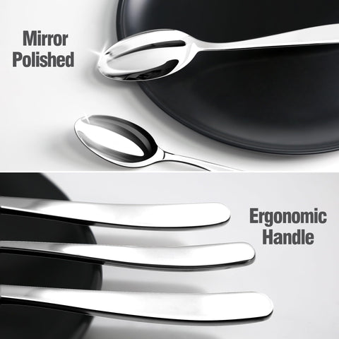 Stilloye silverware set 12 dinner spoons in 18/10 stainless steel with smooth edges.