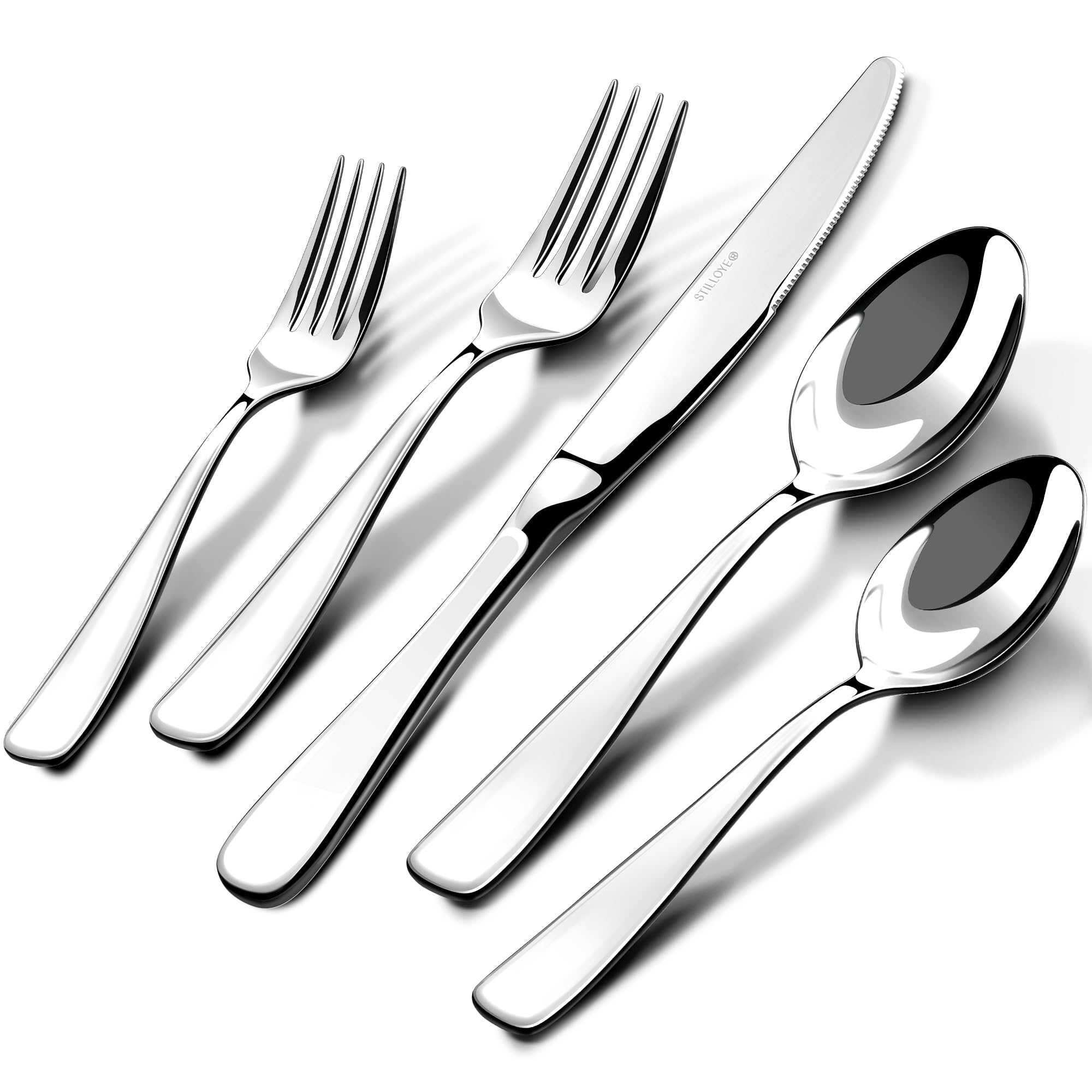 Stilloye silverware set eight dinner knives with mirror finish for elegant meals
