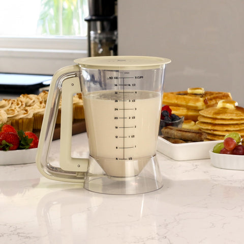 STIRLEX wide-mouth filling demonstrates quick batter loading with minimal spills