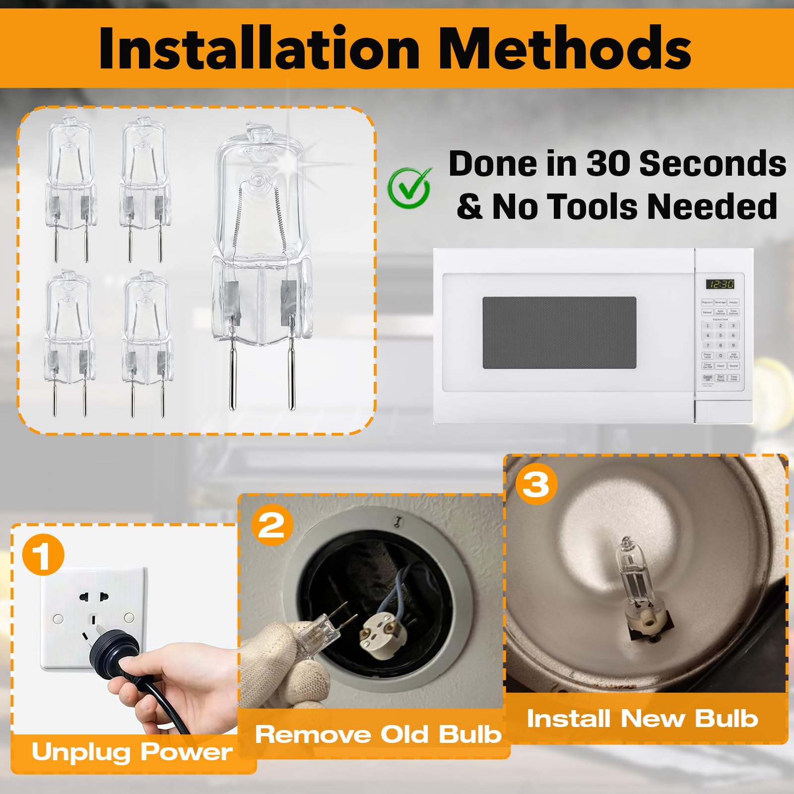 Stitokg flicker-free operation ensures consistent microwave lighting.