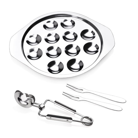 StnKitchExplor escargot plate with 12 holes for elegant snail service at dinner