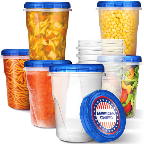 Stock Your Home 32oz plastic containers with twist-top lids for fresh leftovers