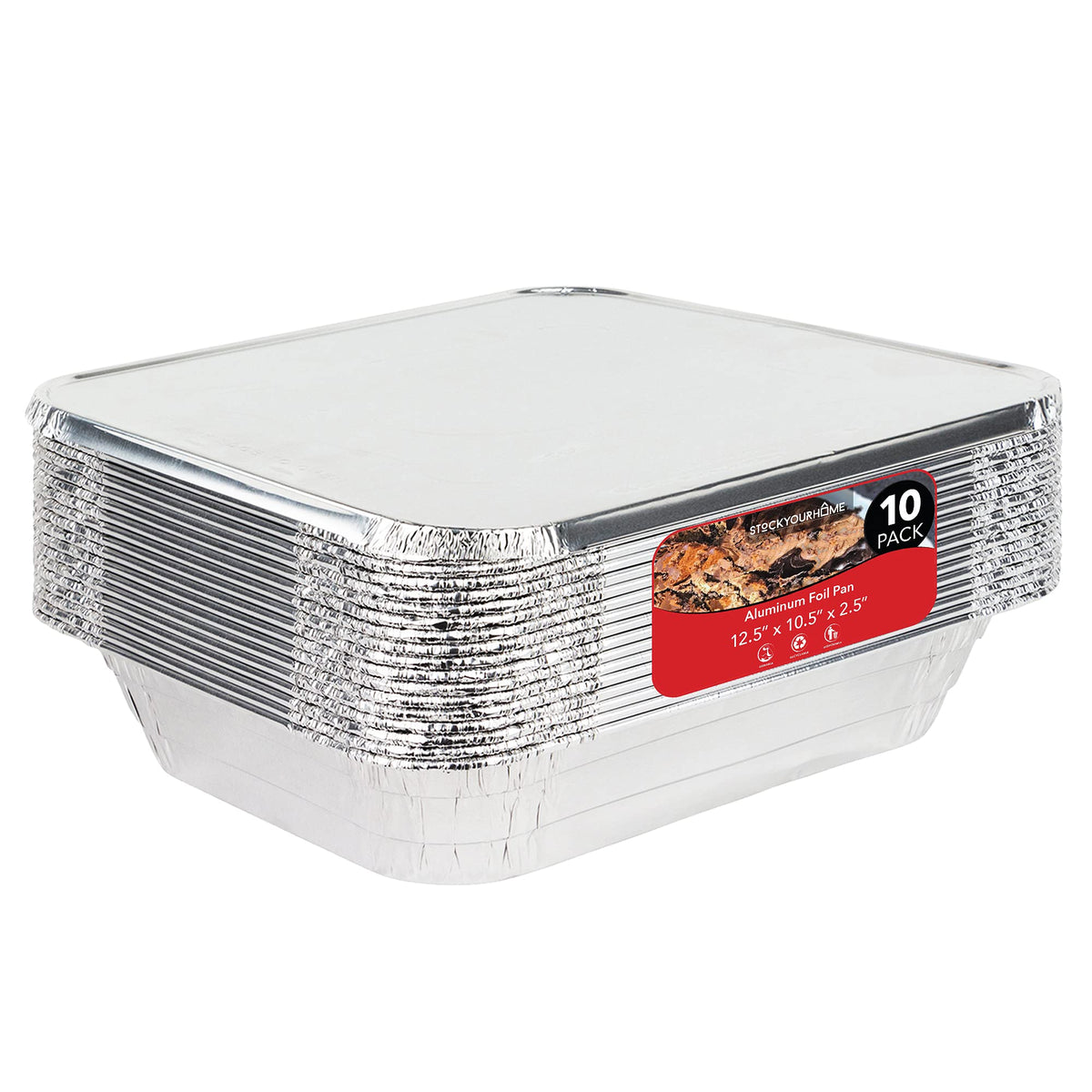 Stock Your Home 9x13 aluminum trays with lids for versatile baking and serving at events.