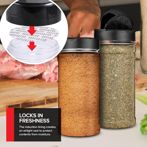 Stock Your Home cabinet-friendly spice containers maximize space and visibility.