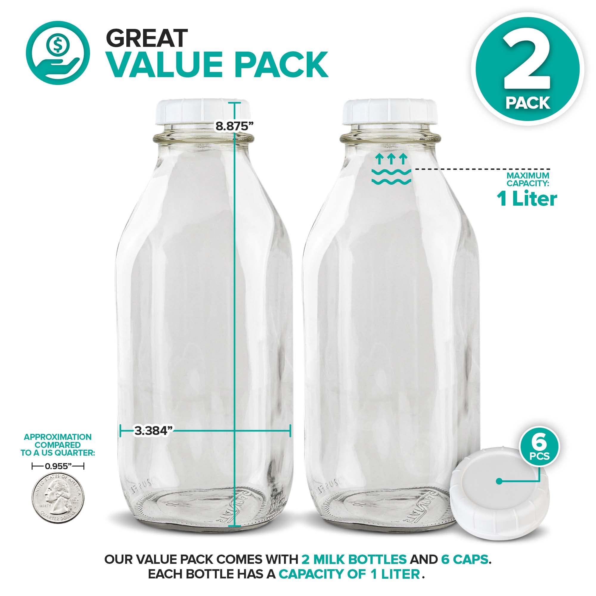 Stock Your Home clear glass bottle for easy cleaning in the dishwasher.