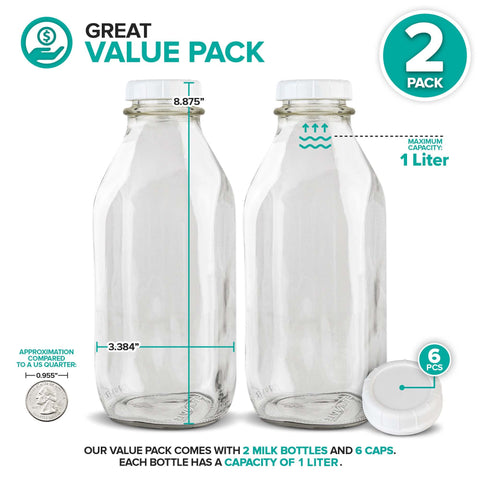 Stock Your Home clear glass bottle for easy cleaning in the dishwasher.