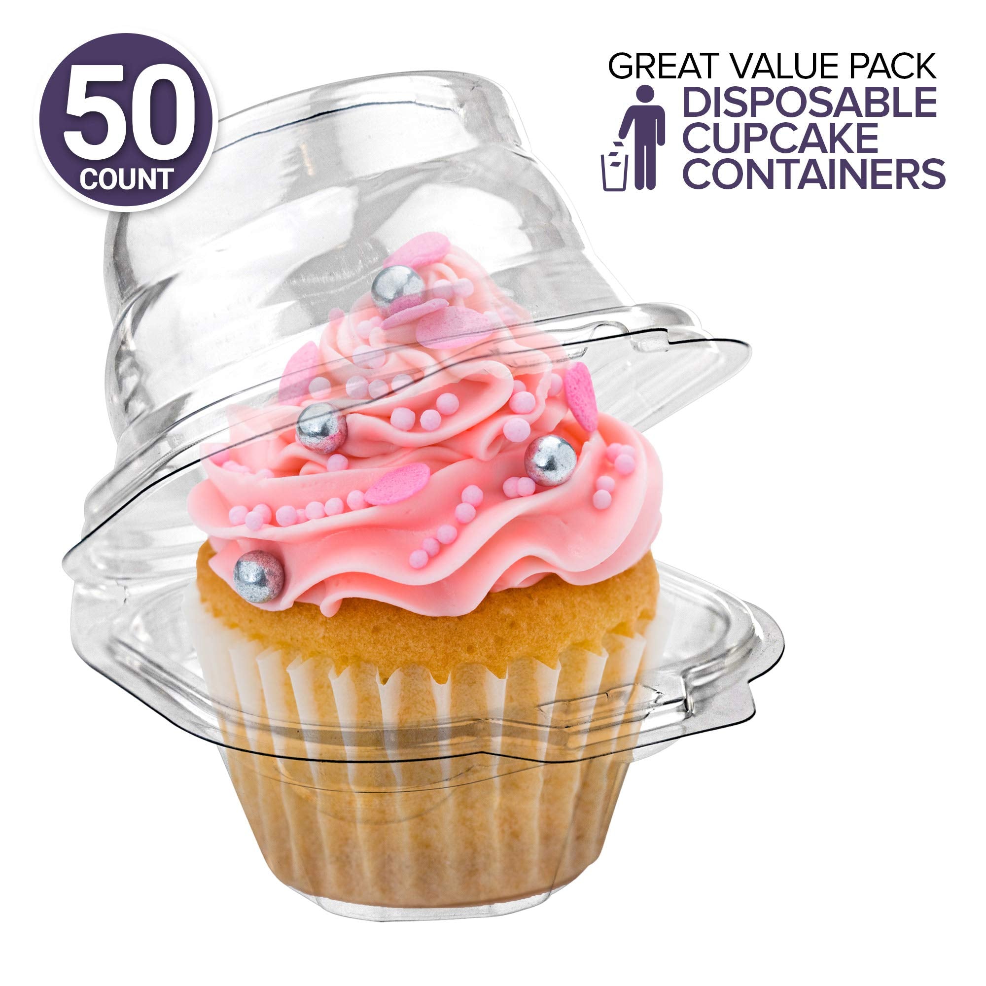Stock Your Home cupcake container with airtight dome lid for secure transport.