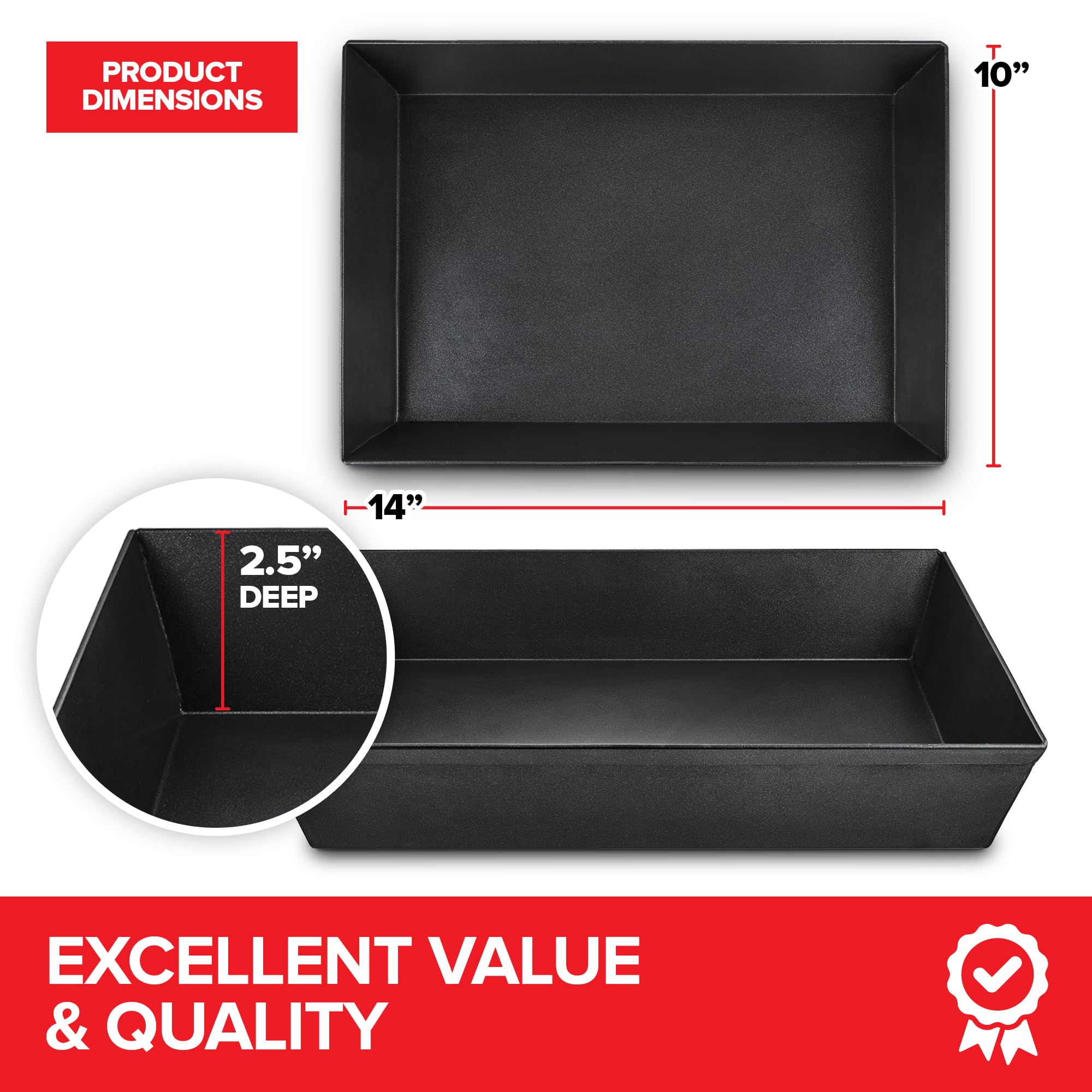 Stock Your Home 10x14 deep dish pan delivers caramelized edges and a crisp crust.