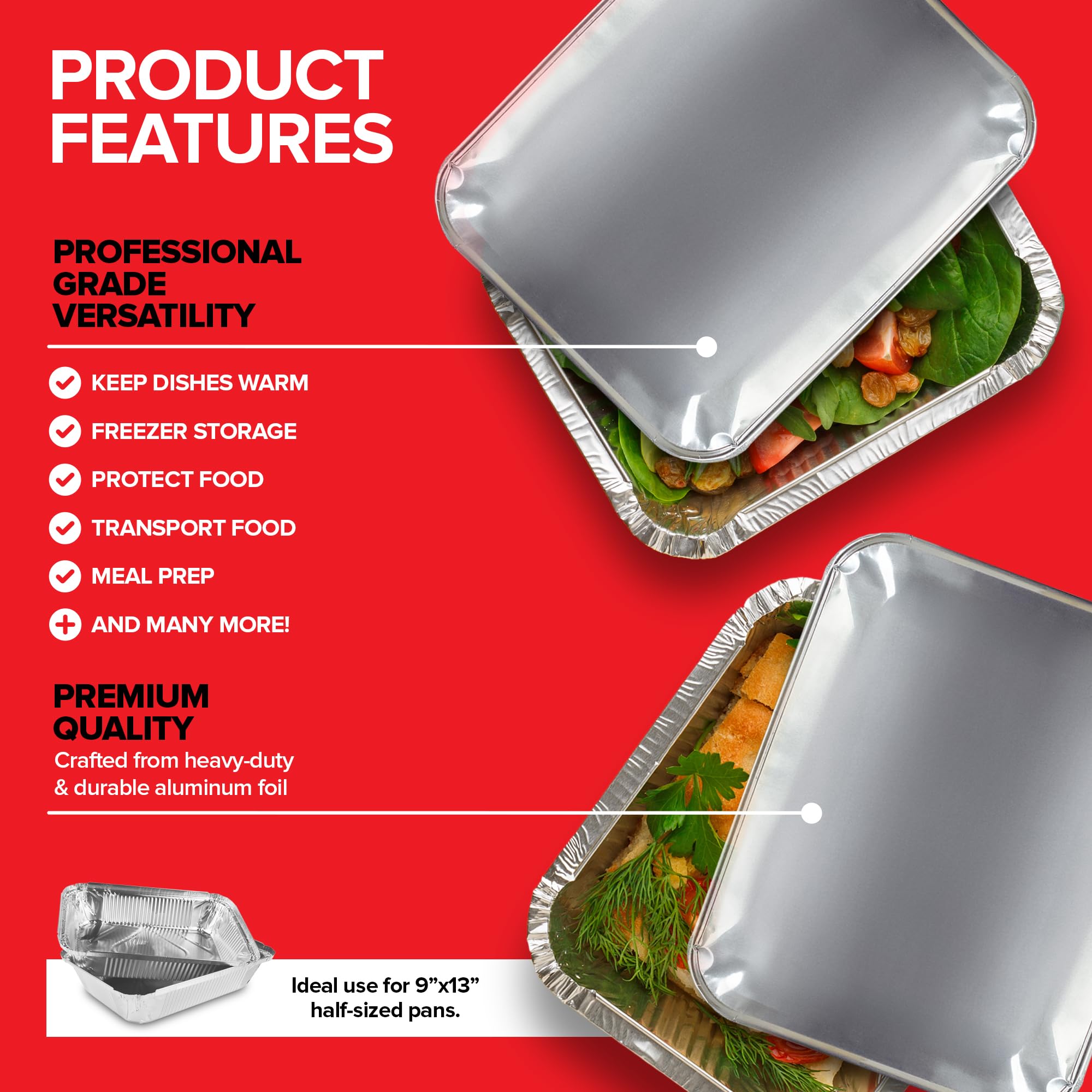 Stock Your Home disposable foil lids 25-pack for quick cleanup and reuse.