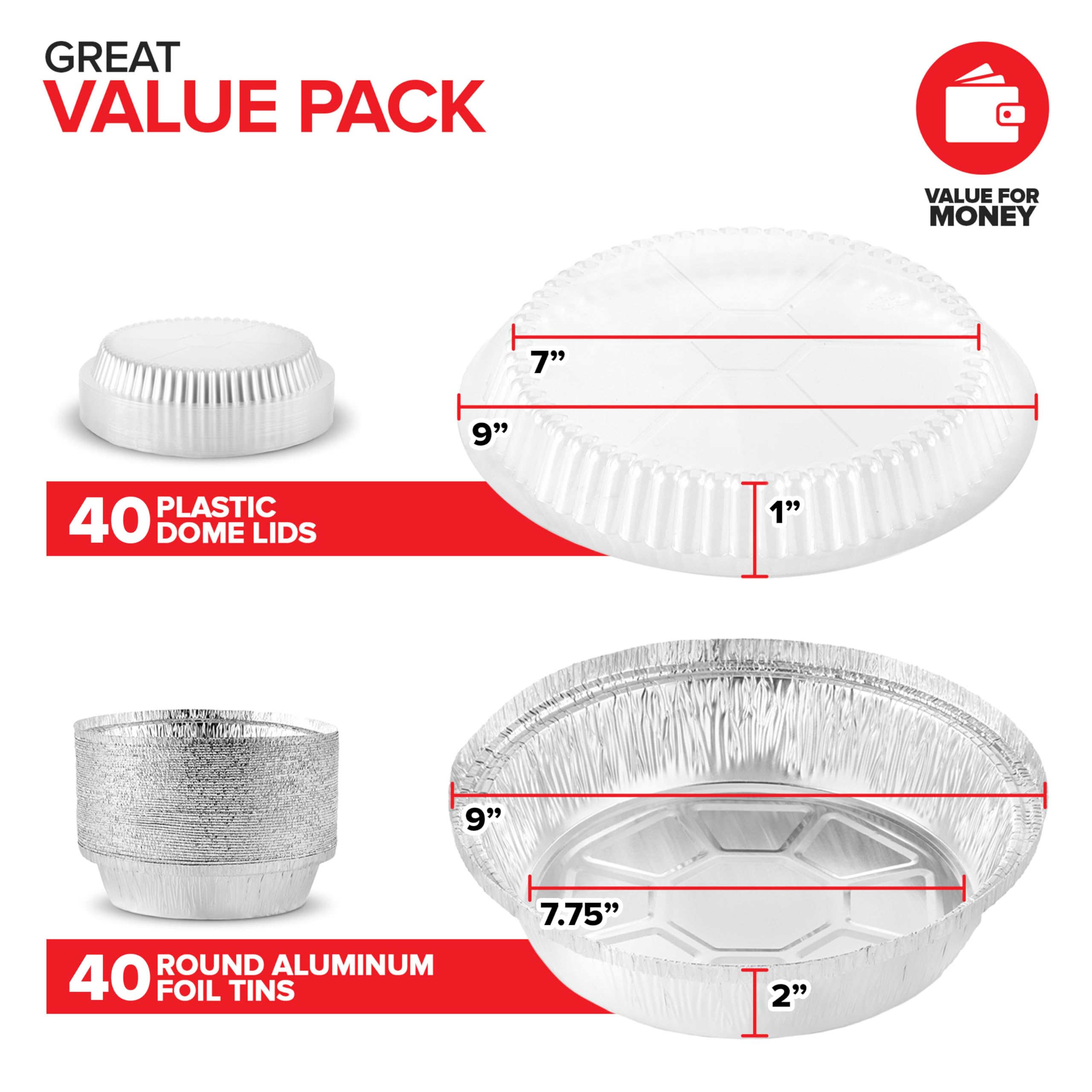 Stock Your Home foil pans with clear dome lids, ideal for presenting desserts during events.