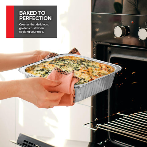 Stock Your Home food storage pans keep leftovers fresh and organized in the fridge.