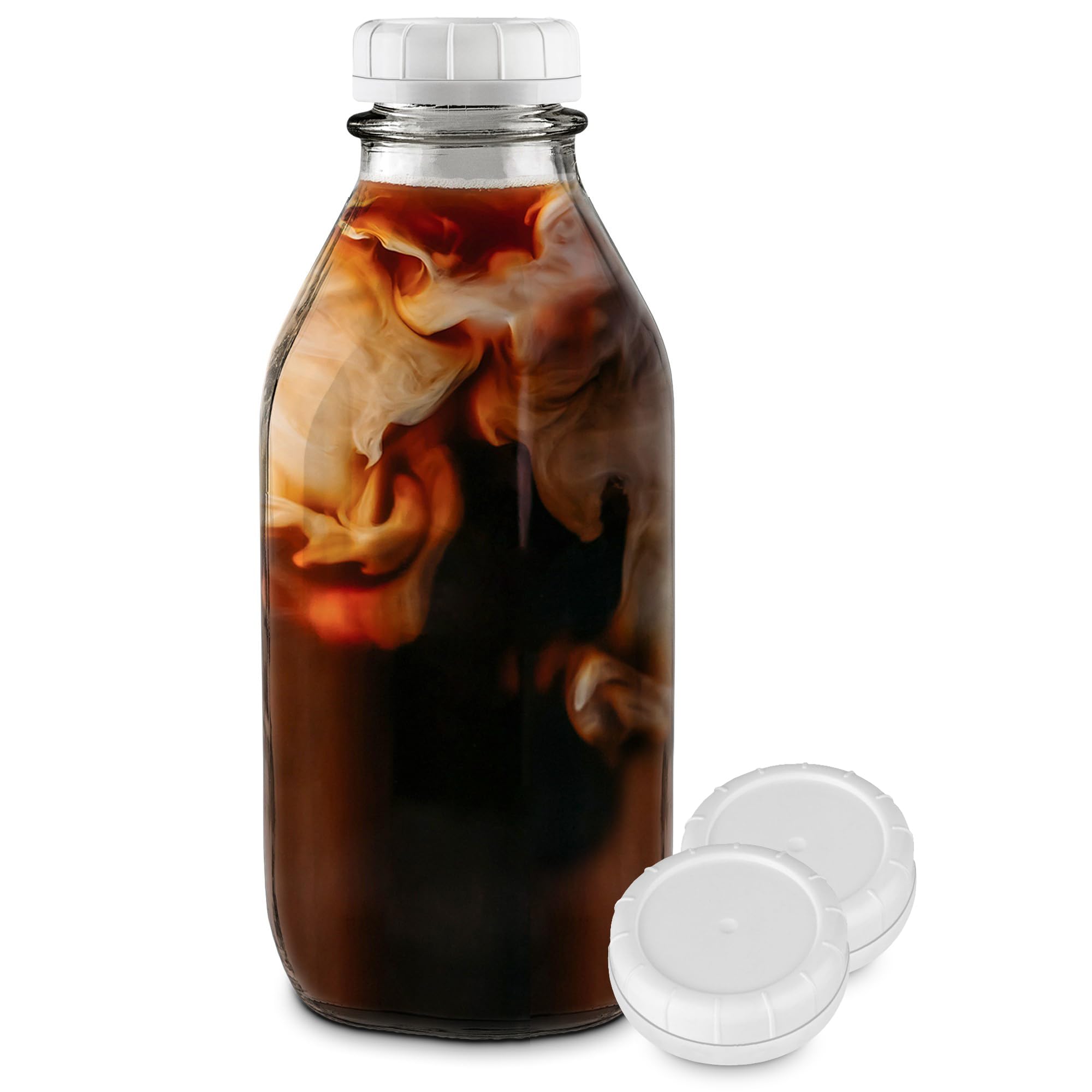 Stock Your Home glass milk bottle with lid, ideal for fridge storage of milk.