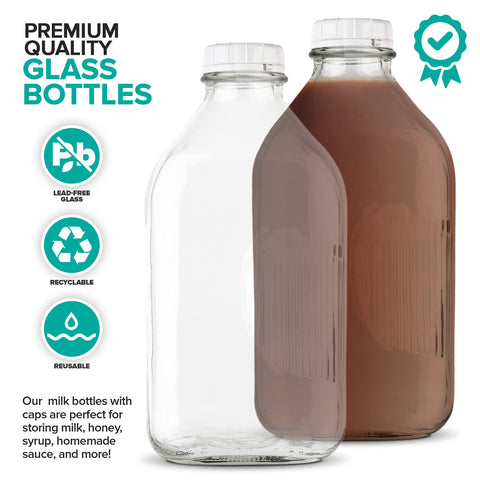 Stock Your Home half-gallon glass bottle stores beverages neatly, reducing clutter in the fridge.