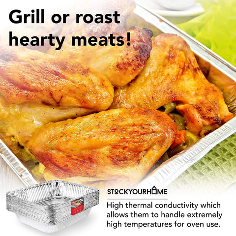 Stock Your Home half-size steam table pans fit standard chafing setups.