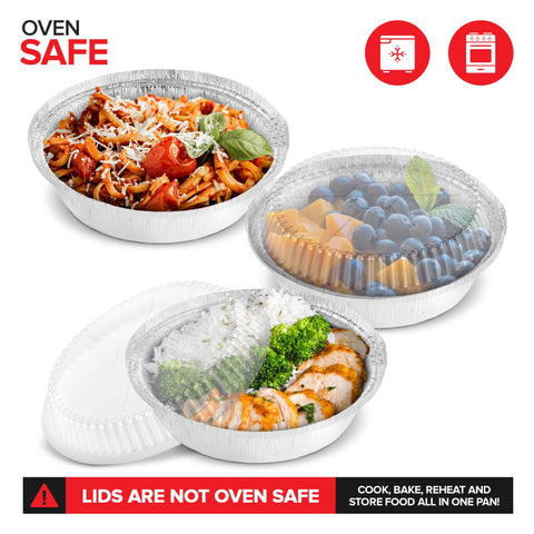 Stock Your Home round meal-prep pans for easy storage and oven-to-table serving.