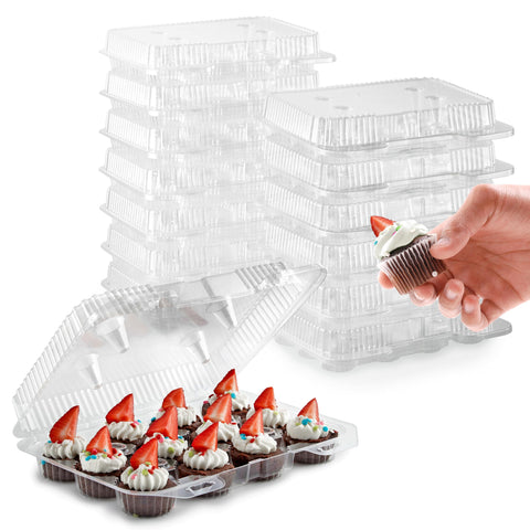 Stock Your Home mini cupcake containers show treats in a 12-compartment tray for easy viewing
