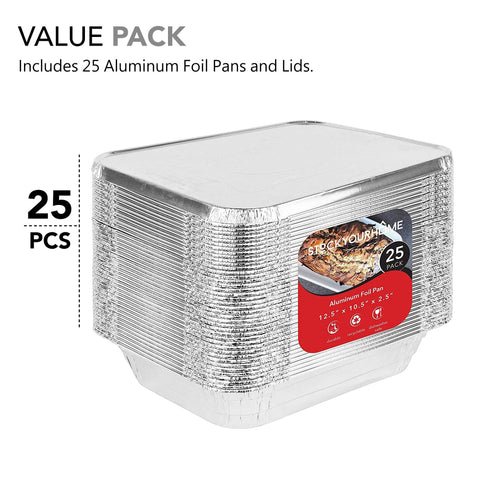 Stock Your Home packaging foil pans save space and simplify leftovers for easy storage.