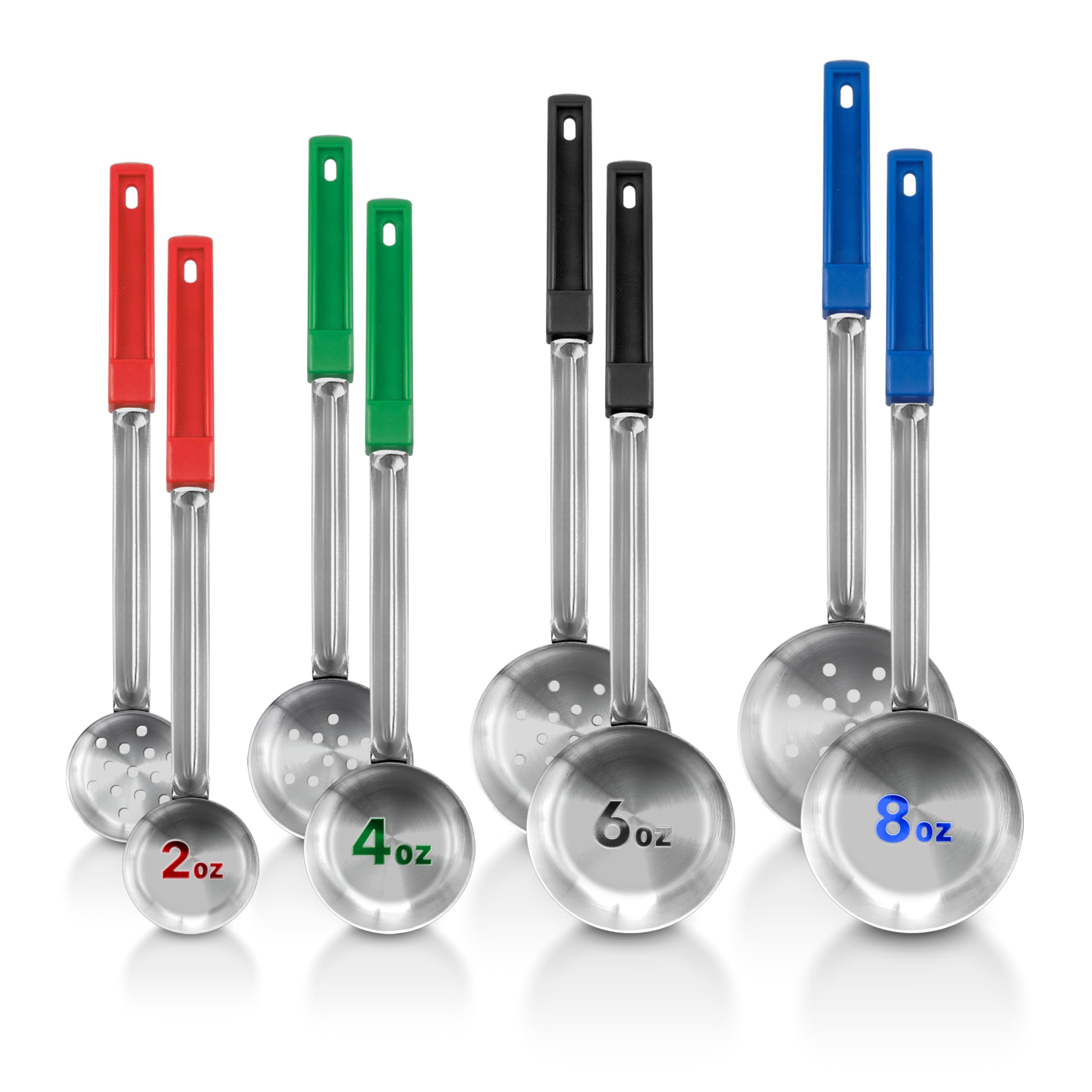 Stock Your Home 2oz red slotted spoon ready for precise serving.