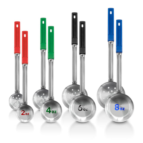Stock Your Home 2oz red slotted spoon ready for precise serving.