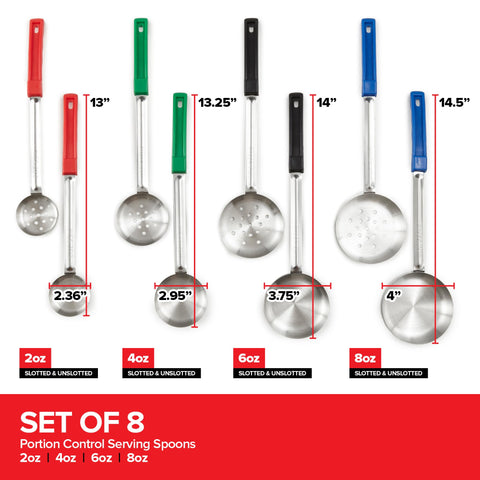 Stock Your Home 2oz red unslotted spoon ideal for scooping sauces.