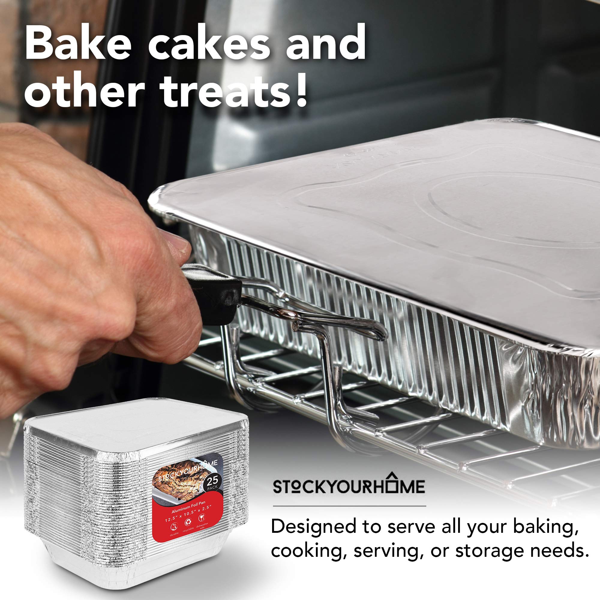 Stock Your Home recyclable aluminum foil pans support eco-friendly disposal options.