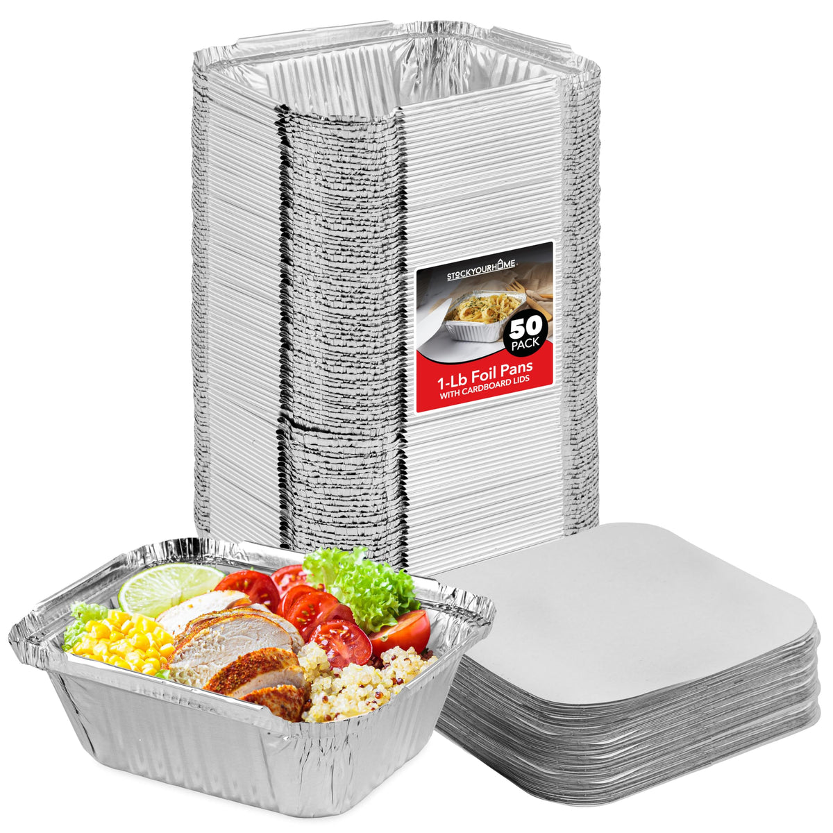 Stock Your Home small aluminum take-out foil pan for bake-and-store versatility.