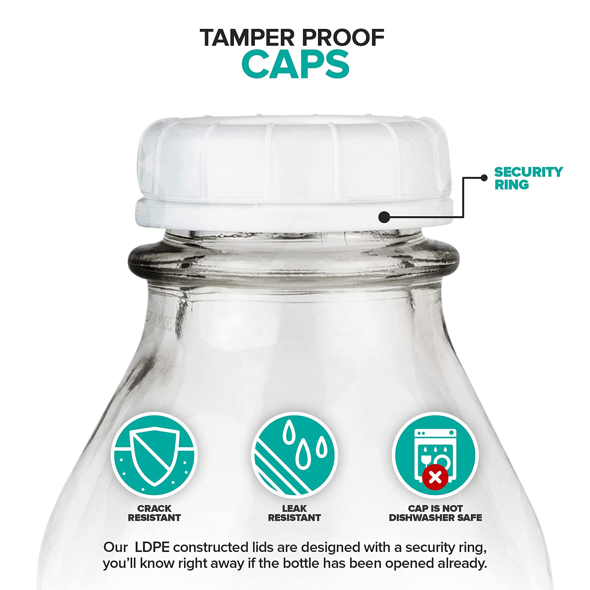 Stock Your Home white-cap glass bottle with a secure lid.