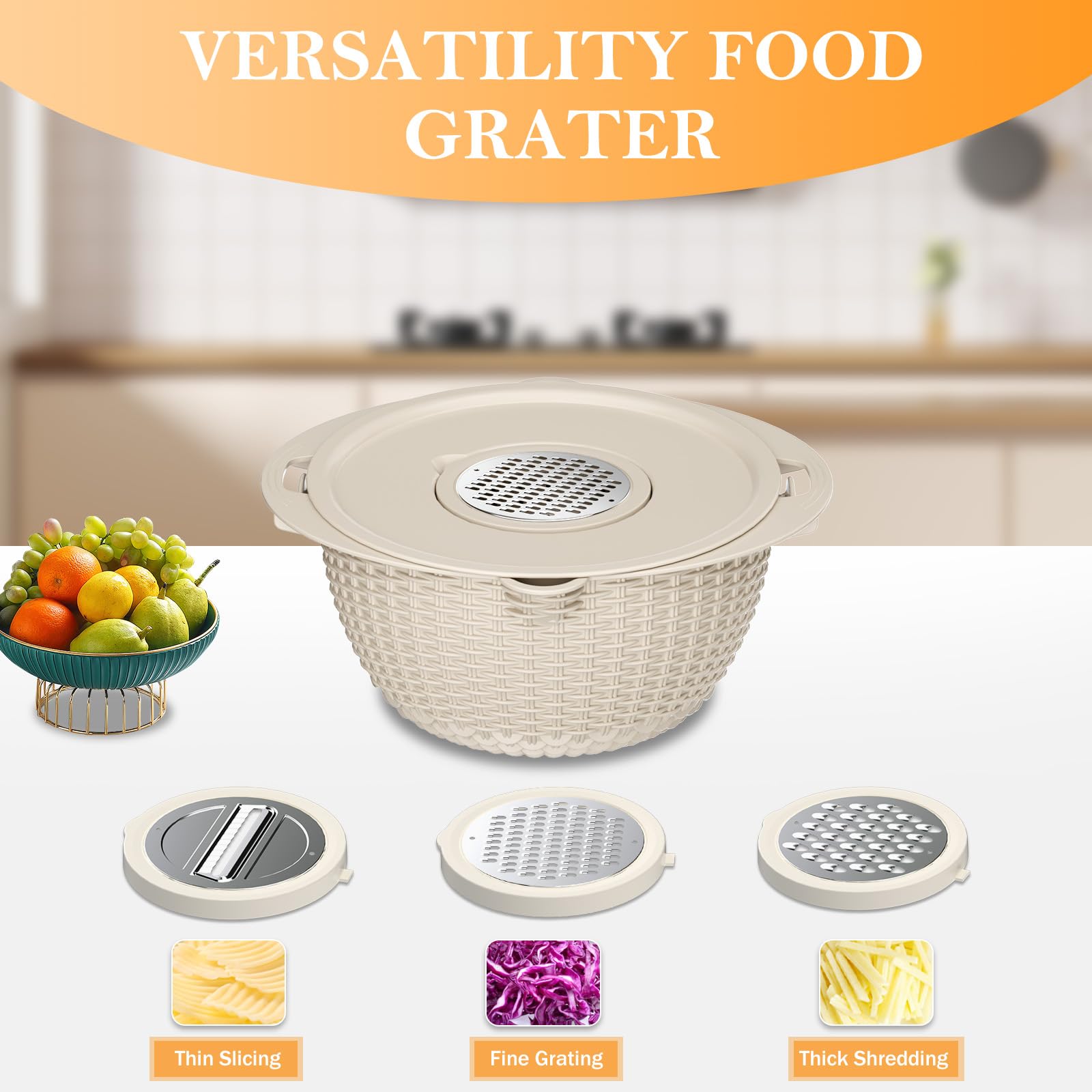 Stockpot 4-1 colander set with three grater attachments for versatile prep tasks.