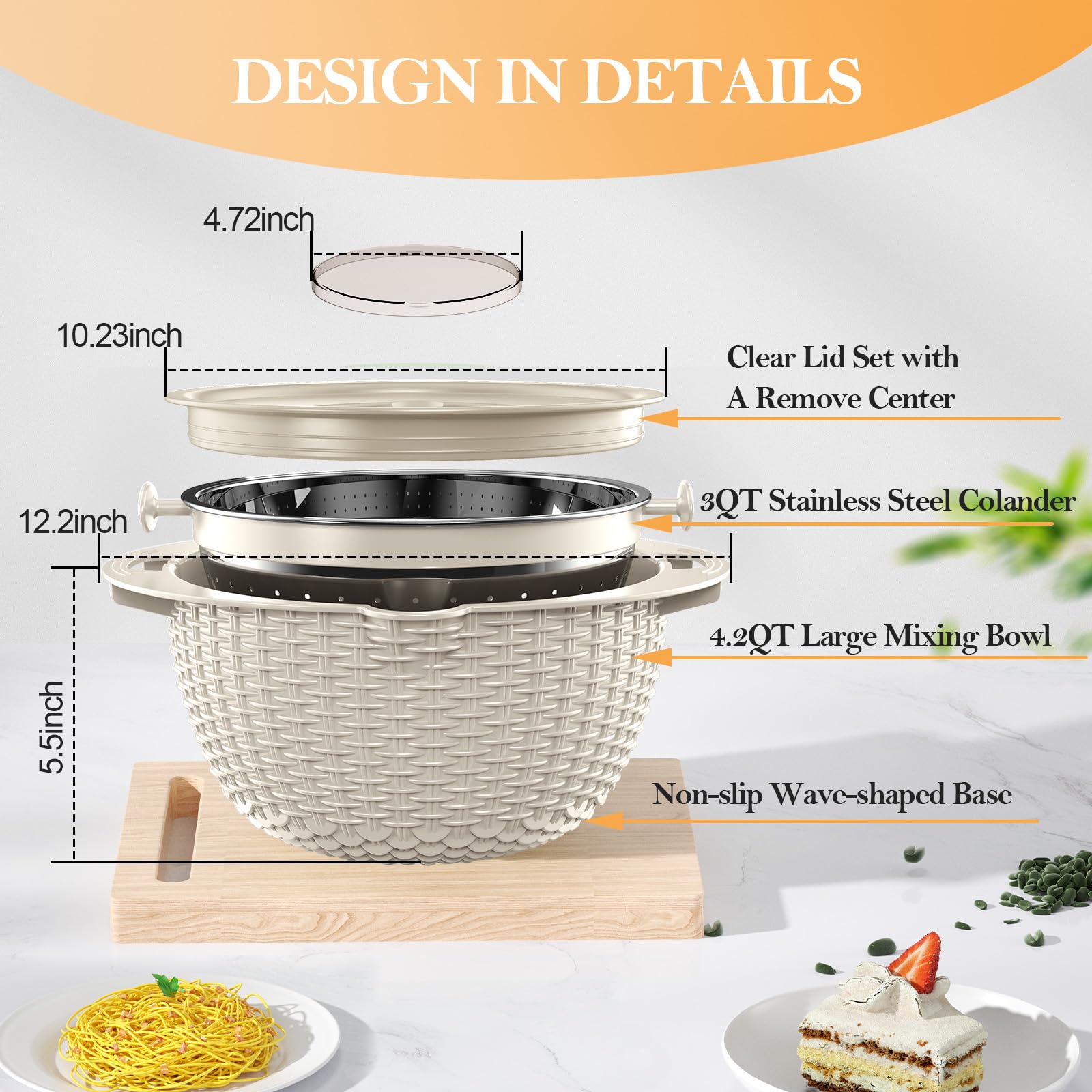 Stockpot gift-ready beige colander set, perfect for holidays and housewarmings.
