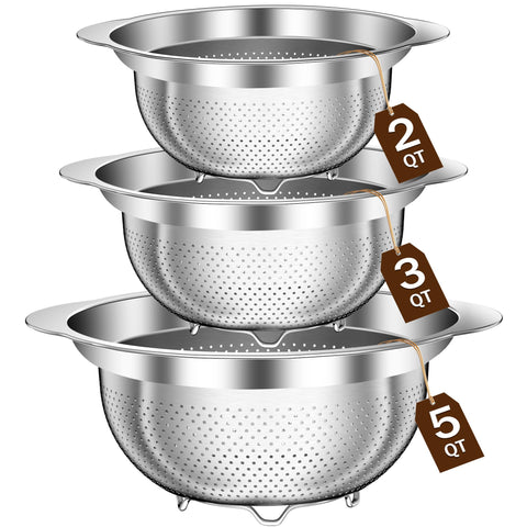 STOCKPOT stainless steel colander 2qt showing compact rust-resistant design for quick rinsing