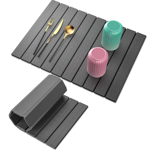 STONITE large stone dish drying mat on counter, quick-absorb surface for fast air drying.