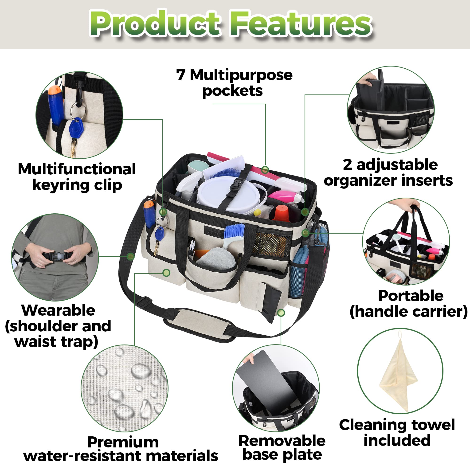 Storage Standard cleaning caddy with multiple pockets for tools and bottles
