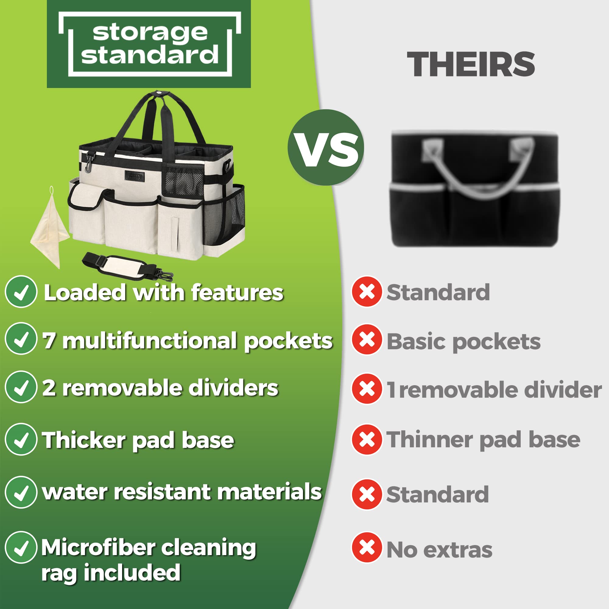 Storage Standard housekeeping tote with adjustable strap for comfortable carrying