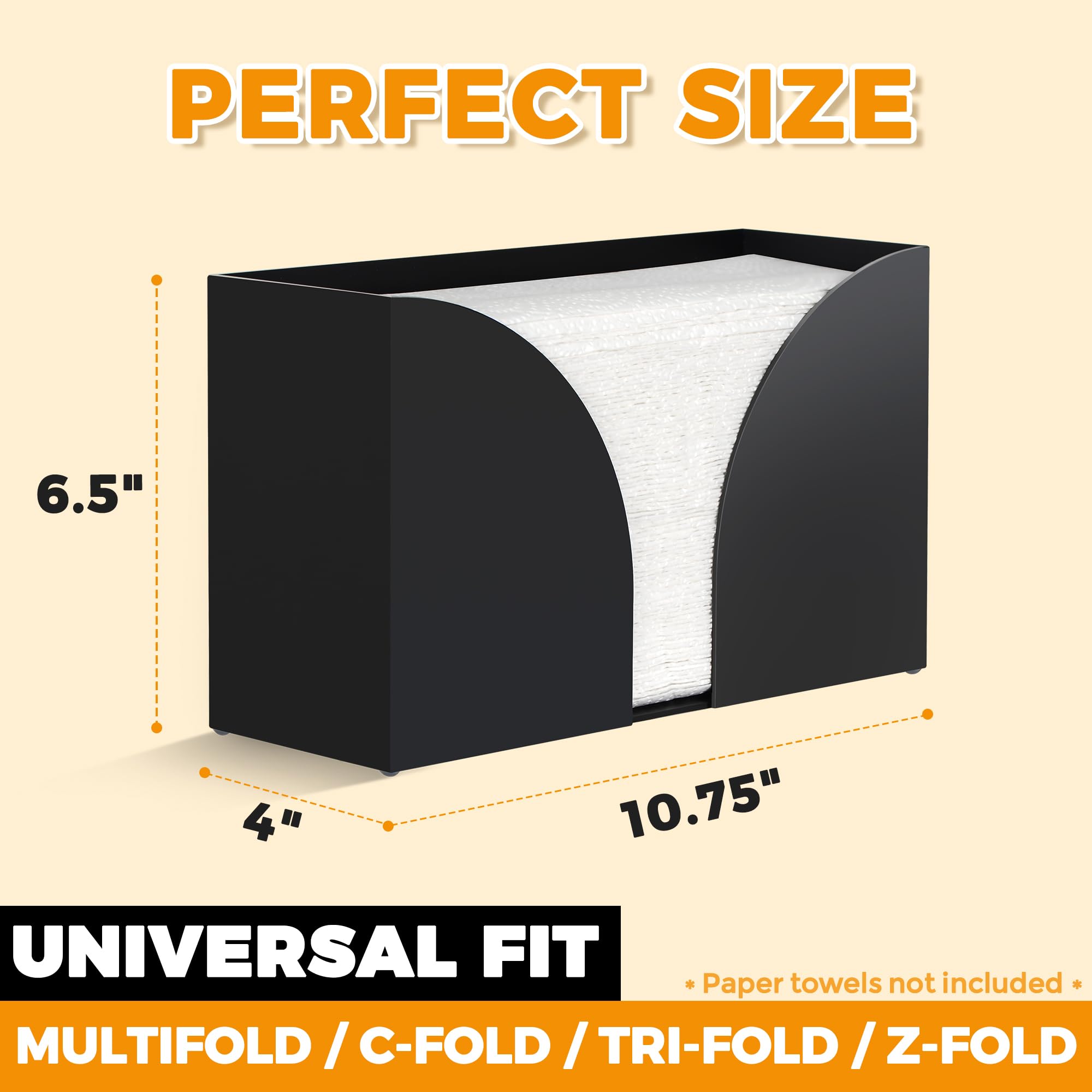 Storage Standard towel dispenser with rubber bumpers, non-slip stability on busy surfaces