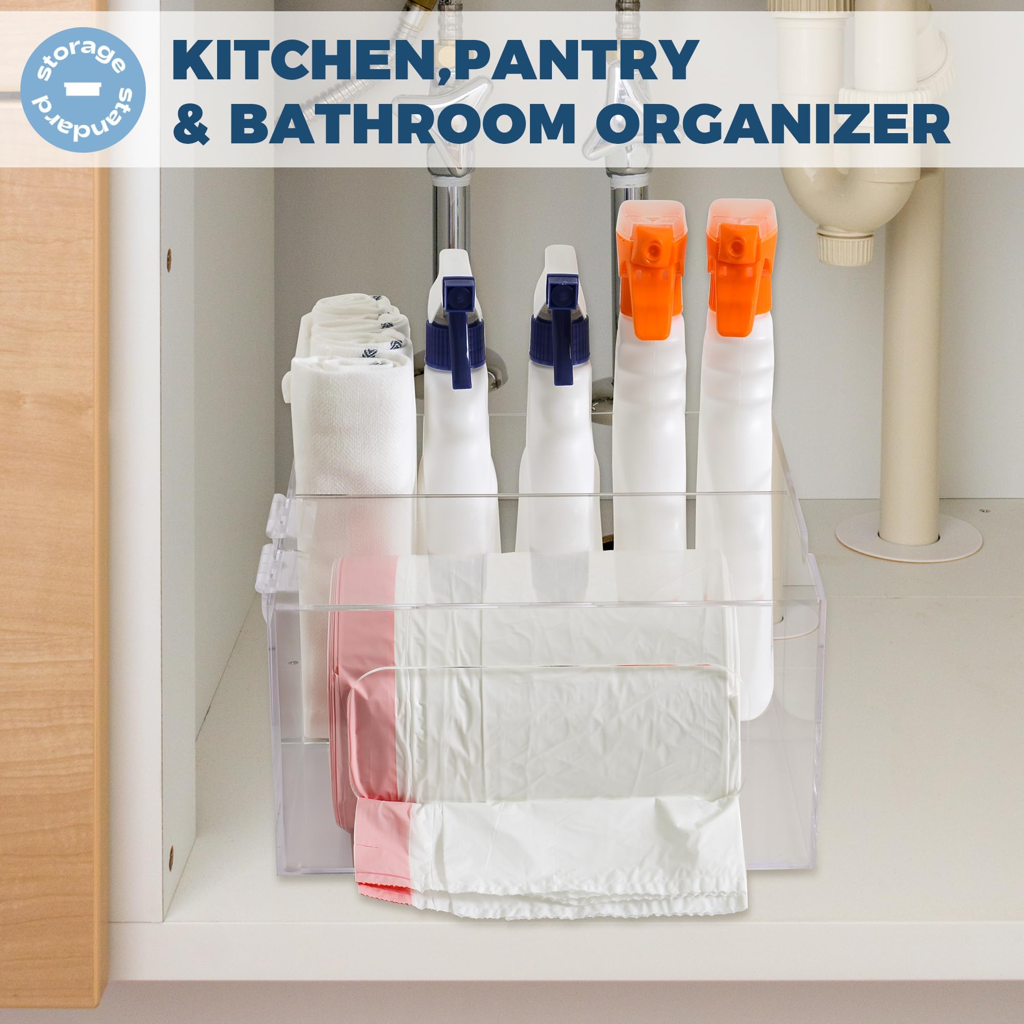 Storage Standard versatile under-sink organizer suitable for kitchen, bathroom, or office
