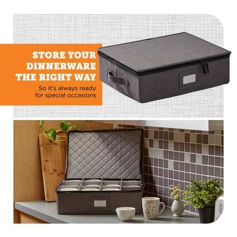 StorageLAB felt dividers organize cups and mugs securely in a portable box.