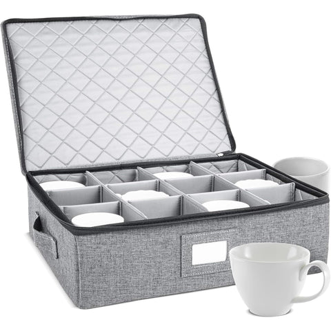 StorageLAB hard shell cup and mug storage case protects glassware during moves.