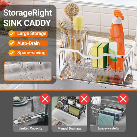StorageRight anti-slip base keeps the organizer stable on the counter