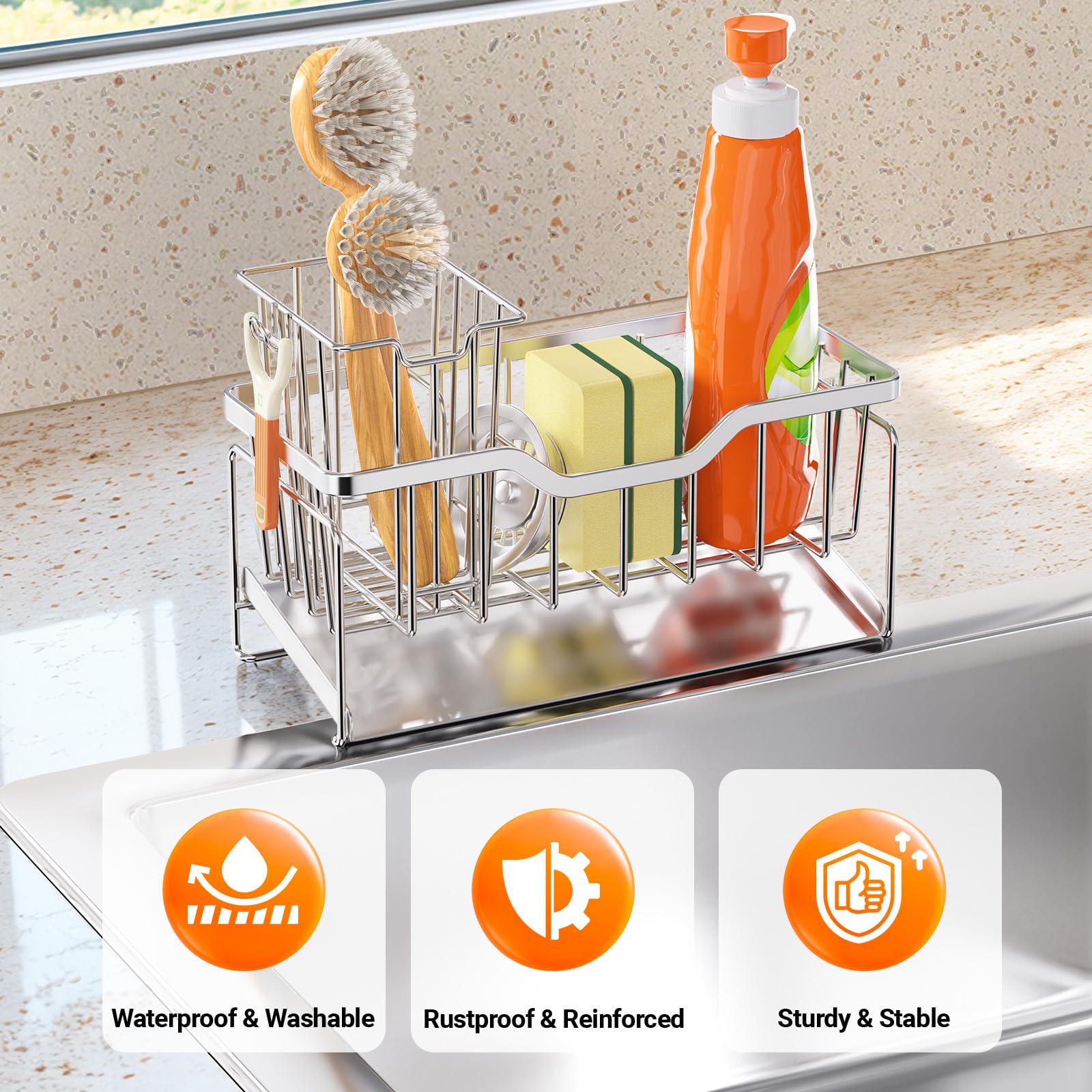 StorageRight drain tray catches drips for easy drying of brushes and sponges
