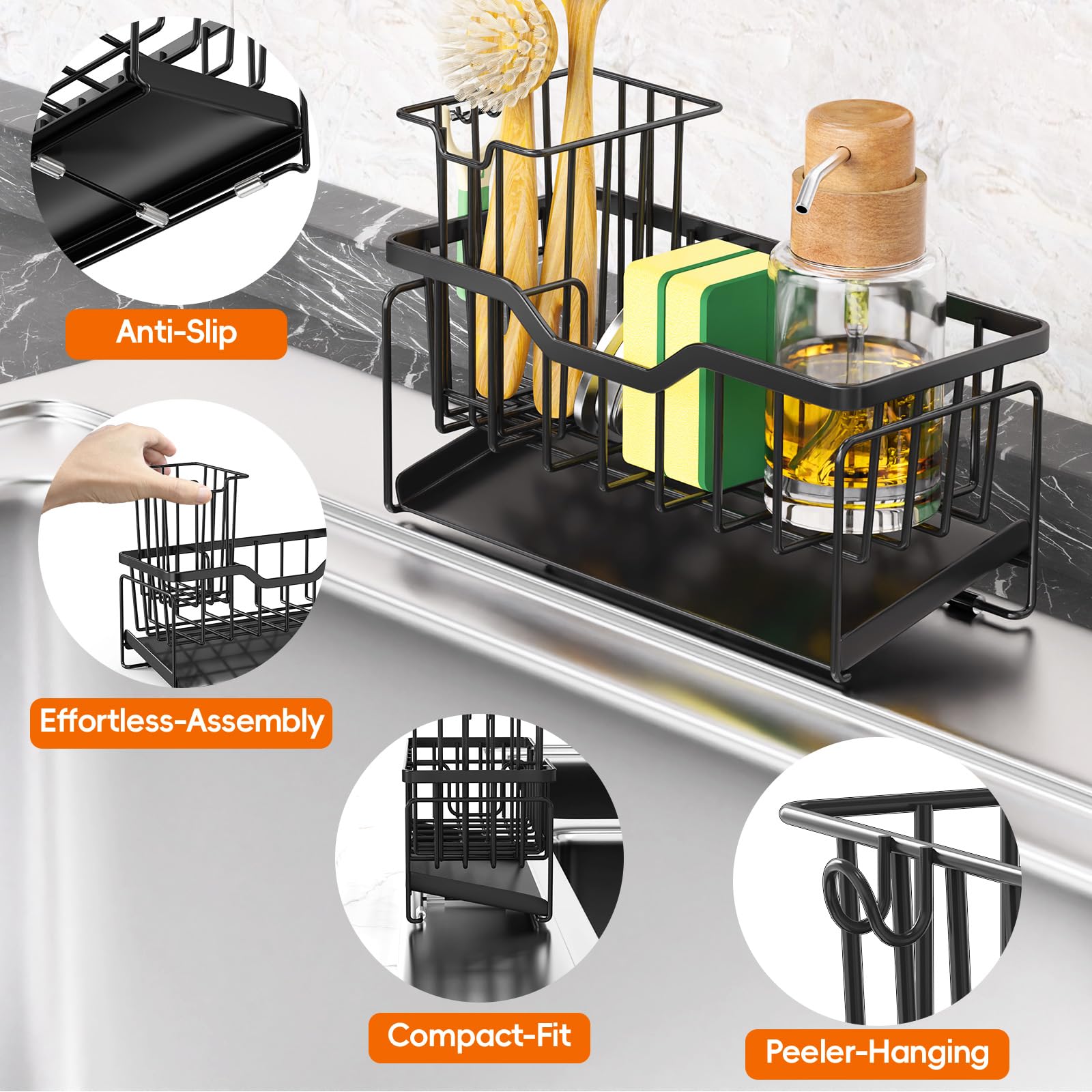 Storageright rustproof sponge holder keeps sponges organized and corrosion-free.