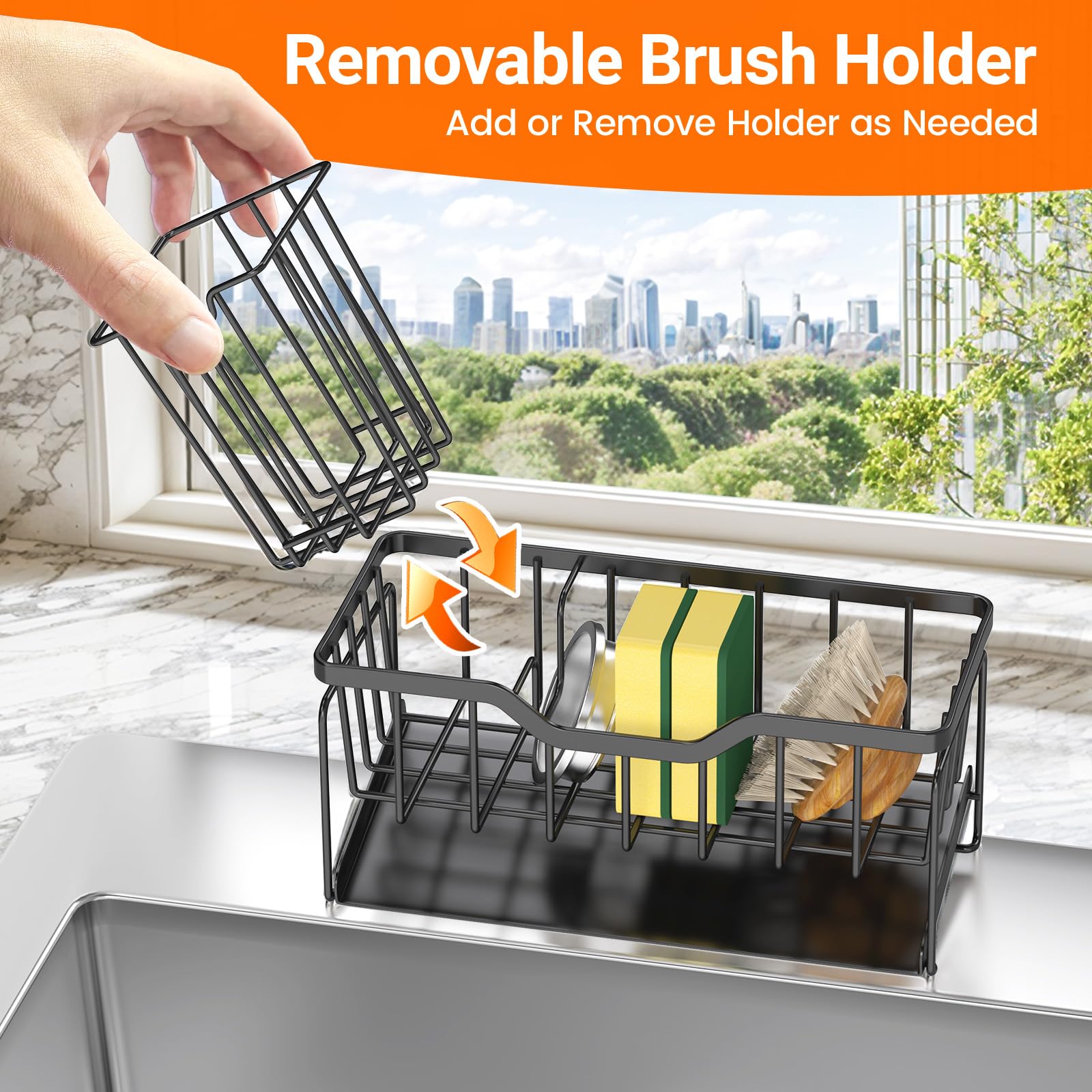 Storageright side hooks provide extra space for dishcloths and peelers.