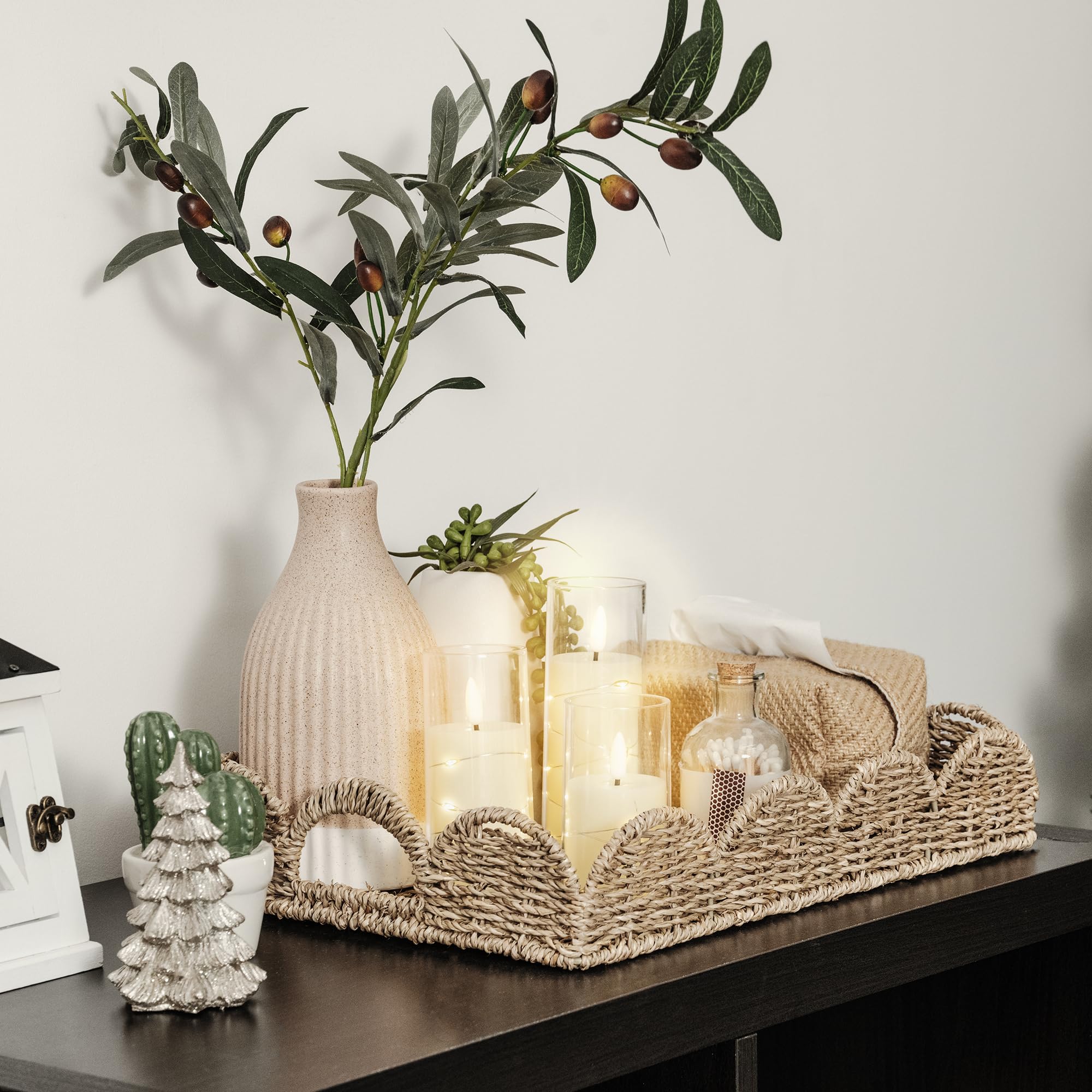 StorageWorks artisan seagrass tray detail showcases craft and texture