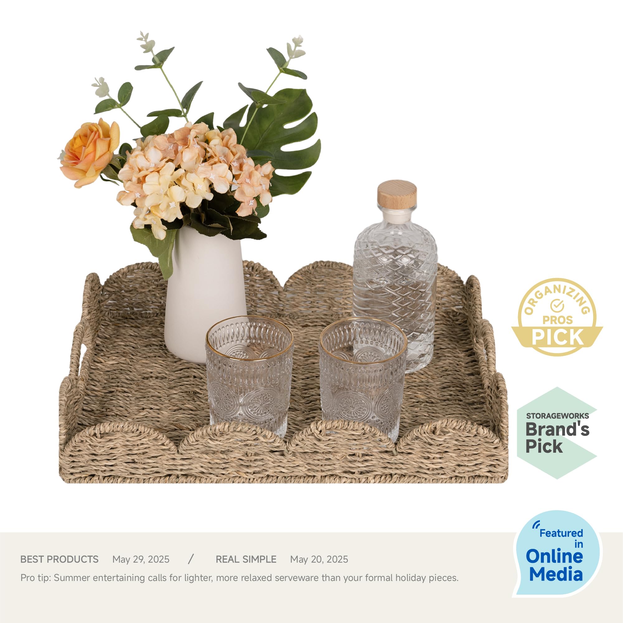 StorageWorks seagrass tray texture highlighting natural fibers and tight weave