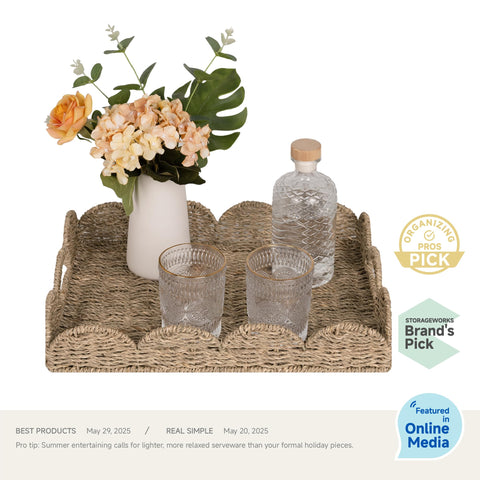 StorageWorks seagrass tray texture highlighting natural fibers and tight weave