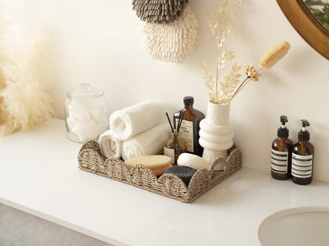 StorageWorks tray decorative and functional on kitchen island