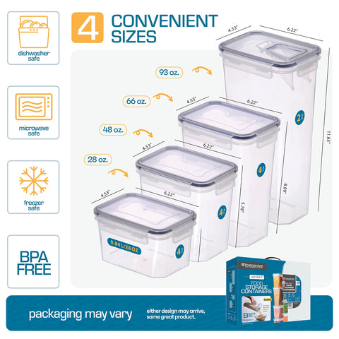 Storeganize 28L tall containers ideal for flour, pasta, and more