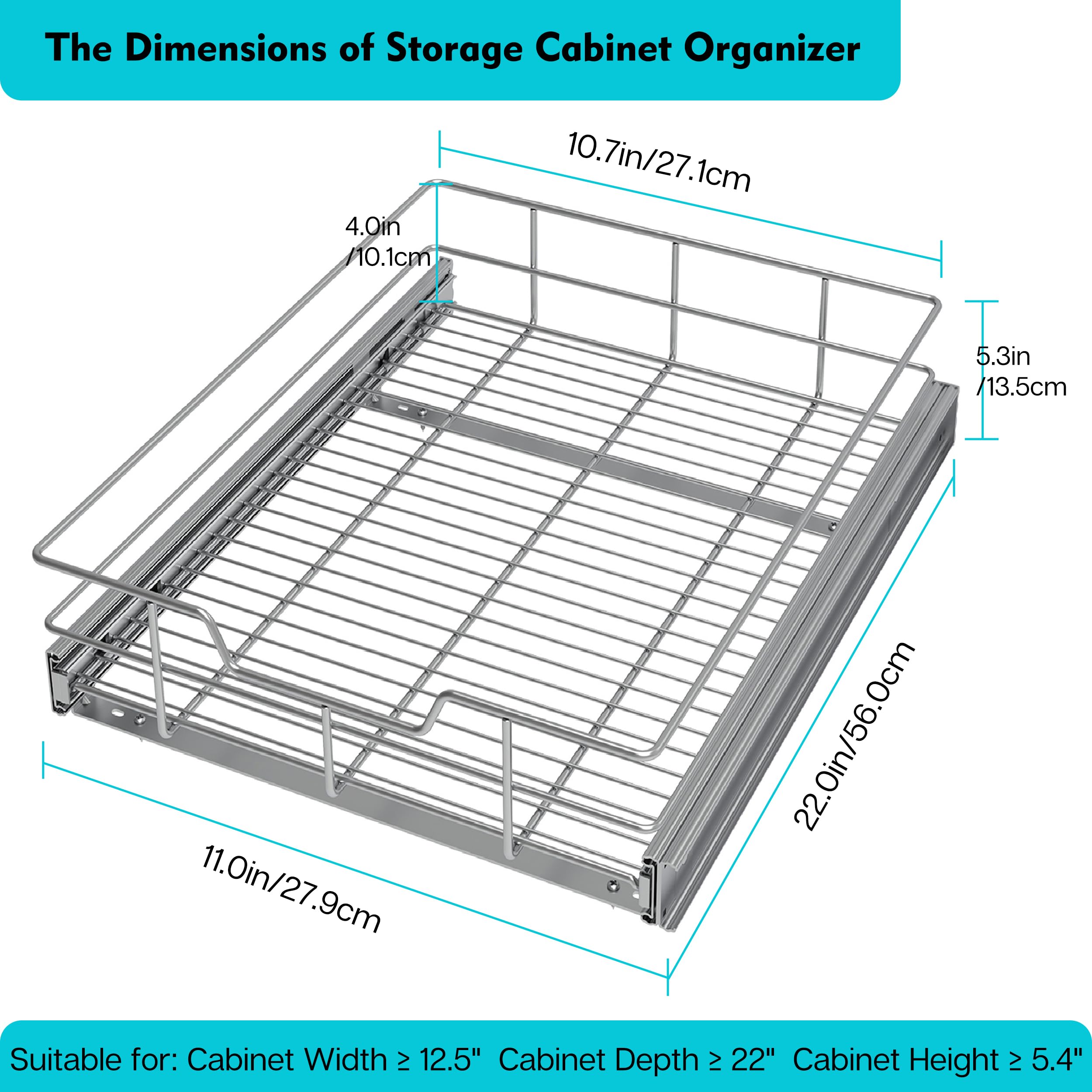 STORKING chrome-plated cabinet shelves with smooth sliding action